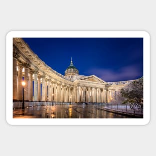 Kazan Cathedral in Saint Petersburg, Russia at night Sticker